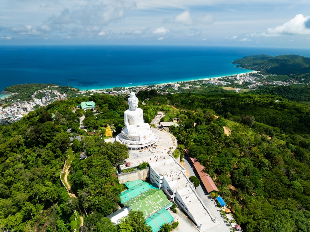 Aerial view of the iconic Big Buddha statue in Phuket